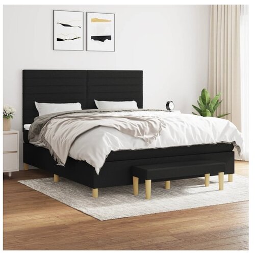 vidaXL Box spring postelja z vzmetnico črna 180x200 cm blago Cene