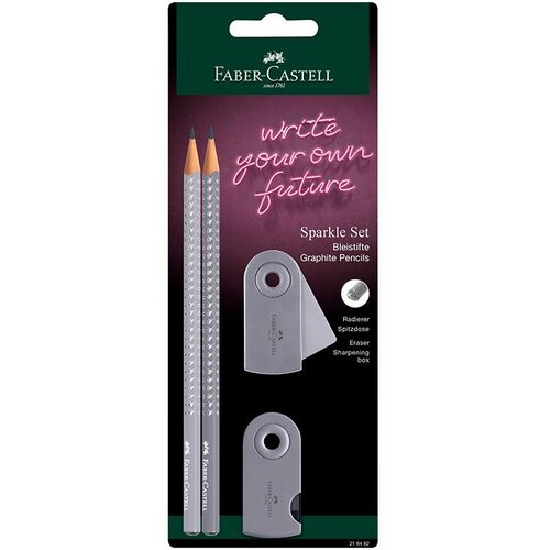 Faber-castell grafitna olovka fc sparkle set polyblister 2 graf. ol + rezač +gumica dapple gray 218482 Cene