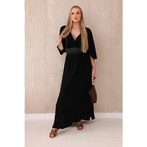 Kesi Włoski Muslin dress with embroidery at the waist black Cene