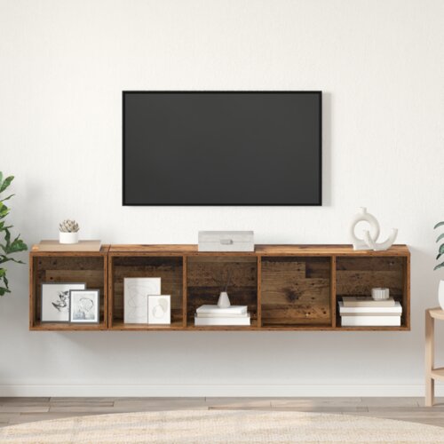  Set TV stalka s pohranom 2 pcs Staro drvo 37 x 37 x 142.5 cm Slike