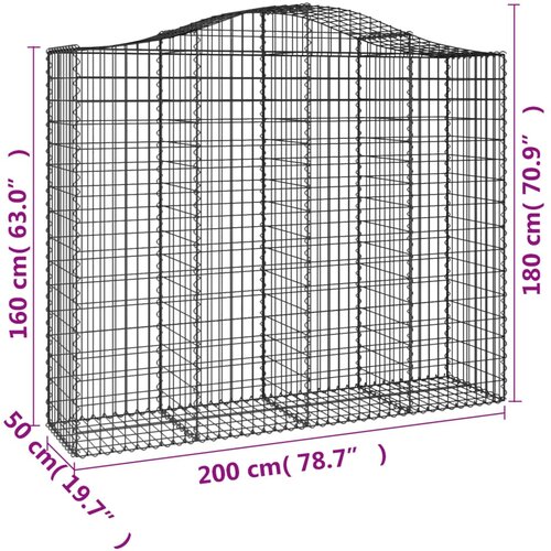  Lučne gabionske ko&amp;scaron;are 6 kom 200x50x160/180cm pocinčano željezo Slike