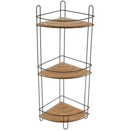  Polica ugaona trostruka 61,5x27x20 cm mdf/bambus crna Cene