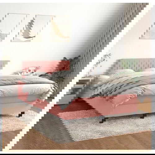 VidaXL Box spring krevet s madracem ružičasti 120 x 200 cm bar&amp;scaron;unasti Slike