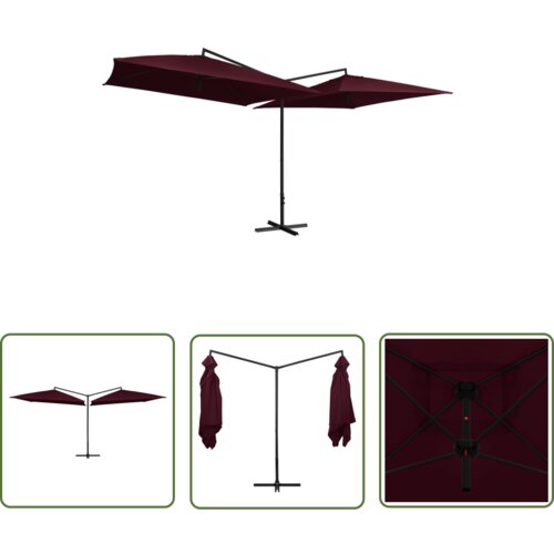  The Living Store Dvojni senčnik z jeklenim drogom 250x250 cm bordo rdeč - Dvojni Senčnik, (21742501) Cene