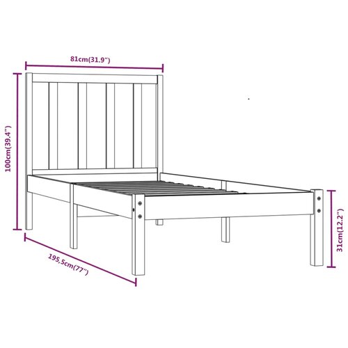  Okvir za krevet od borovine crni 75 x 190 cm jednokrevetni Slike