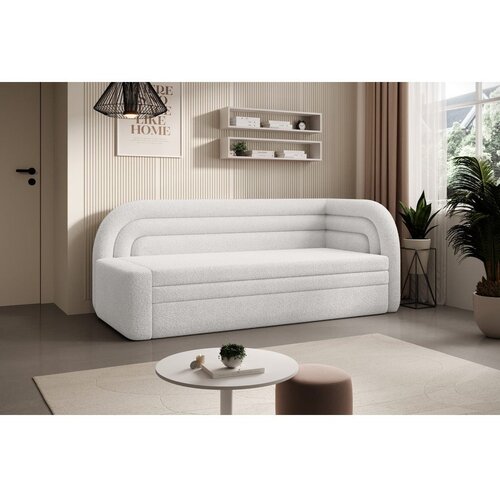 ELTAP Krem sklopiva/s prostorom za odlaganje sofa od boucl&amp;eacute; tkanine s desnim kutom 223 cm Fabillo &amp;ndash; Slike