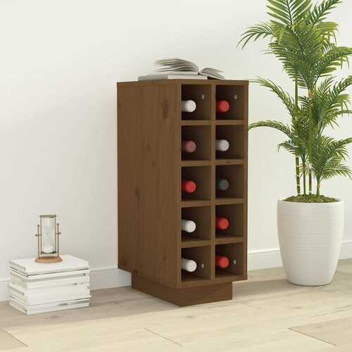 VidaXL Omarica za vino medeno rjava 23x34x61 cm trdna borovina Slike