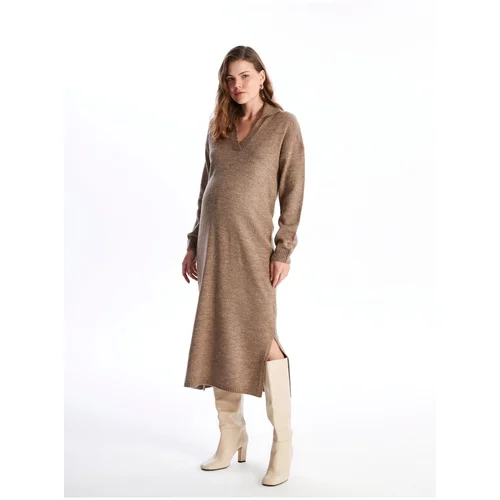 LC Waikiki Polo Neck Plain Long Sleeve Maternity Knitwear Dress