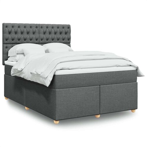 vidaXL Box spring postelja z vzmetnico temno siva 160x200 cm blago Cene
