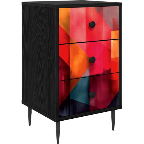  Noćni ormar HEESCH Crni hrast 36 x 33 x 61 cm Konstruirano drvo Slike