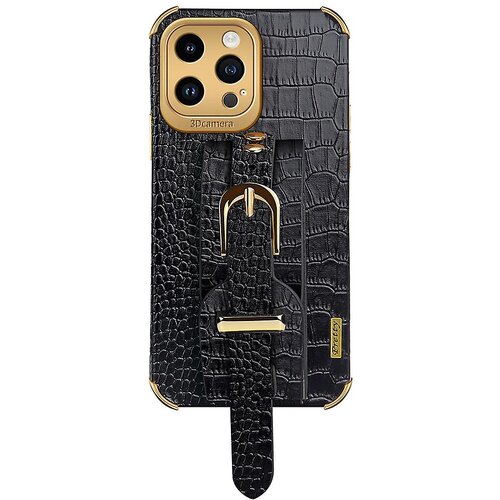 INORCO Za iPhone 13 Pro Max 6,7-palčni ovitek za telefon s krokodiljo teksturo iz PU usnja prevlečen ovitek TPU s trakom za roko in stojalom, (22037075) Slike