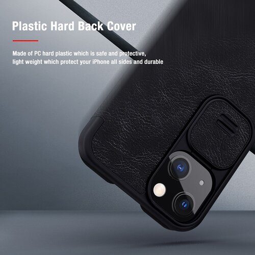 Nillkin Qin Leather Pro preklopna maska sa &amp;scaron;titnikom za kameru za iPhone 13 - Brown Slike