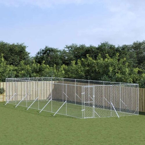 vidaXL Vanjski kavez za pse srebrni 4 x 12 x 2 m od pocinčanog čelika Cene