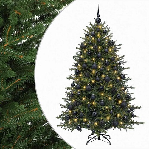  Umjetno božićno drvce s kuglicom 180 cm 300 LED lampica - 180 cm s LED-ima i crnim lopticama Slike