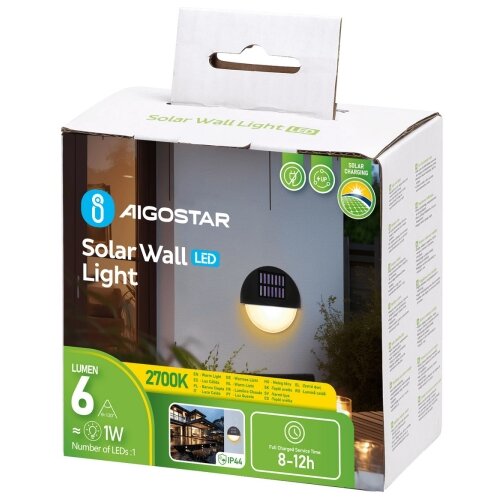 Aigostar LED solarno zidno svetlo LED/1W/1,2V crno 2700K IP44 Slike