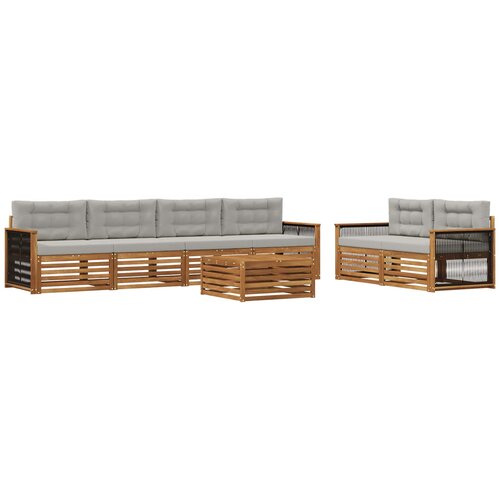 vidaXL Zunanja garnitura za sedenje 7 pcs Naravna in svetlo siva, (5000279739) Cene