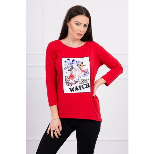 Kesi Blouse with 3D Watch red graphics Slike