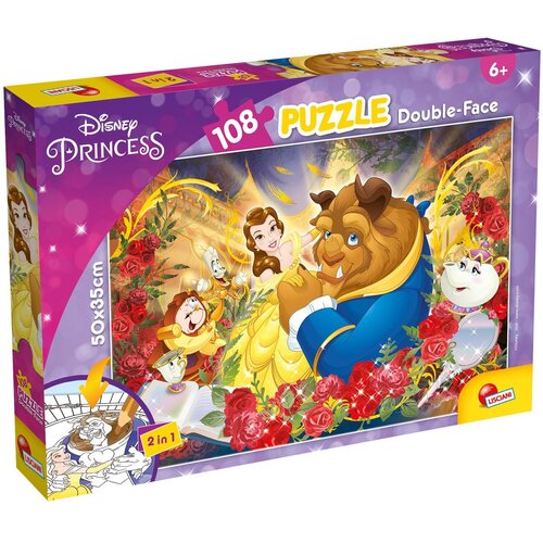 Lisciani Lepotica in zver 2 v 1, 108-delni puzzle in pobarvanka 50x35 cm - Lisciani Cene