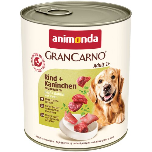  Ekonomično pakiranje animonda GranCarno Original 12 x 800 g - Govedina + kunić s biljem Cene