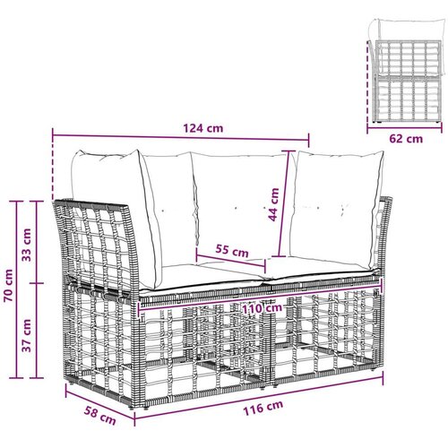  loveseat 2 pcs Prirodna i krema bijela poliratan - Prirodna i kremasto bijela Ravni Slike