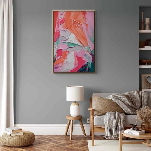  Slika - Energetic Colors - Abstract Composition with Intense Colors 80x120 U prirodnom drvenom okviru Cene