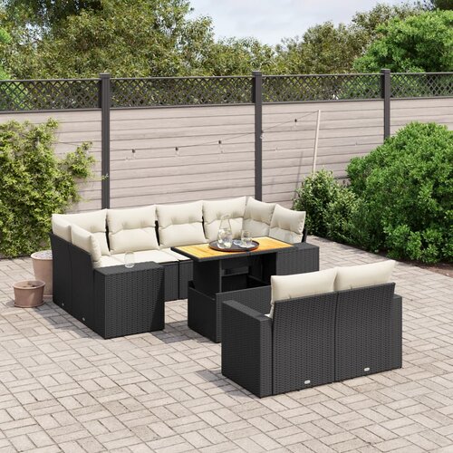 vidaXL 11-dijelni set vrtnih sofa od poliratana s jastucima crni Cijene