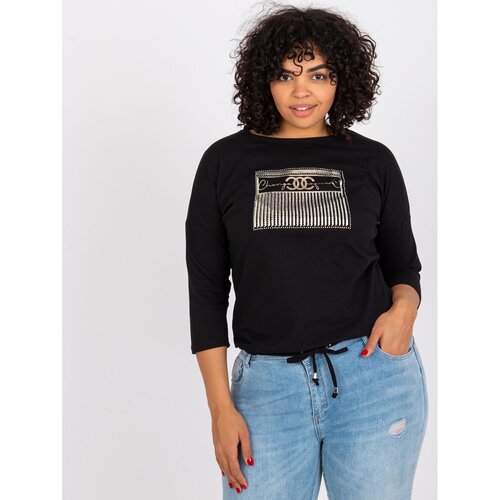 Fashion Hunters Black plus size blouse for every day made of Rosie cotton Slike