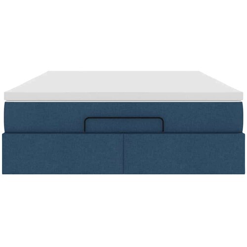  Otomanski krevet s madracem plavi 140x190cm od tkanine Slike