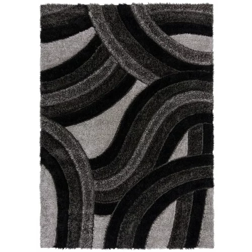 Flair Rugs Črna/siva ročno tkana preproga iz recikliranih vlaken 160x230 cm Velvet –