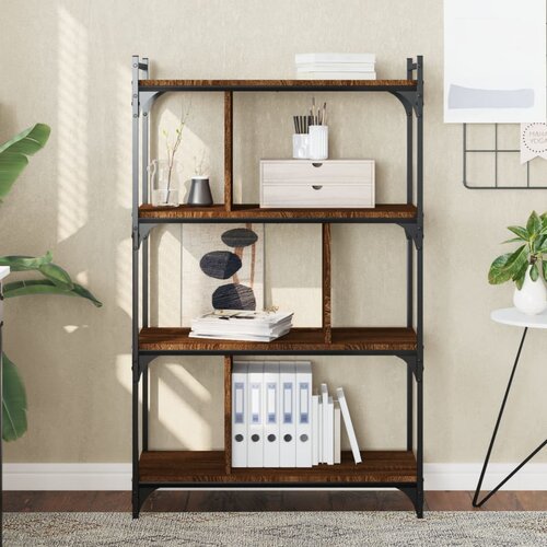 vidaXL Regal za knjige 4 razine smeđa boja hrasta 76x32x123 cm drveni Cijene