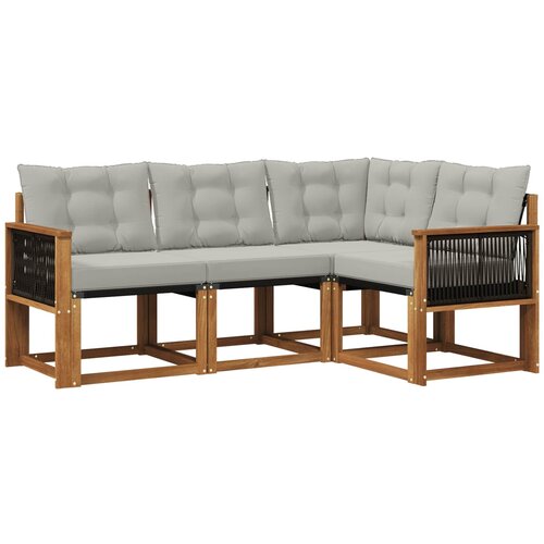 vidaXL Zunanja garnitura za sedenje 4 pcs Naravna in svetlo siva, (5000279994) Cene