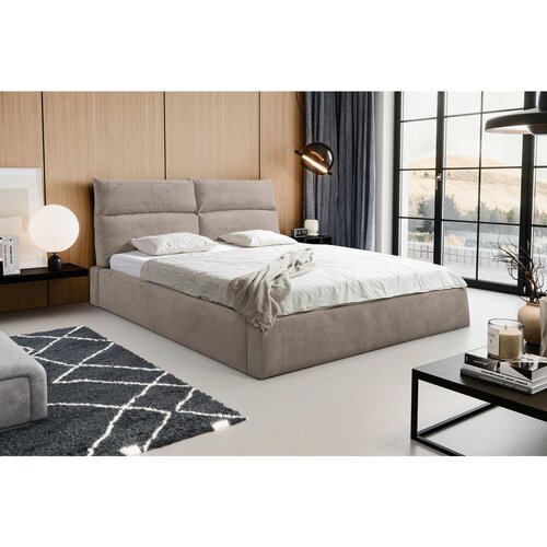 MID.YOU OBLAZINJENA POSTELJA 180 cm x 200 cm , les, umetna masa, tekstil, leseni material siva Cene