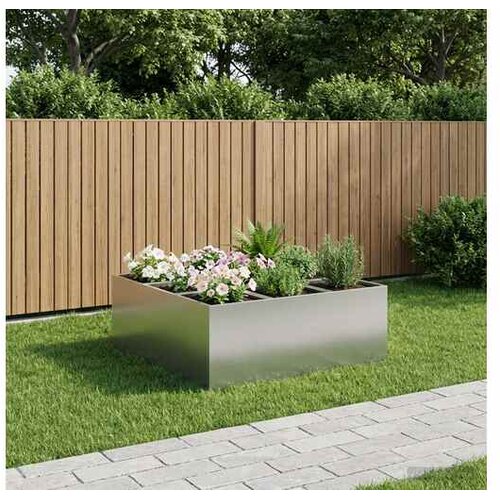 vidaXL Vrtna saksija Srebrna 100 x 100 x 20 cm Pocinčani čelik - Pocinčani čelik 100 x 100 x 20 cm Cene