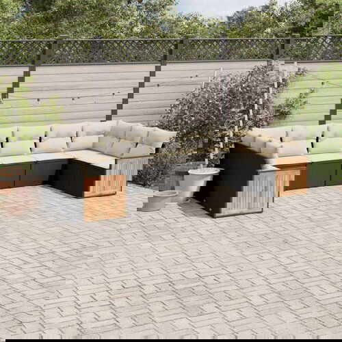  10-dijelni set vrtnih sofa s jastucima crni od poliratana Cijene