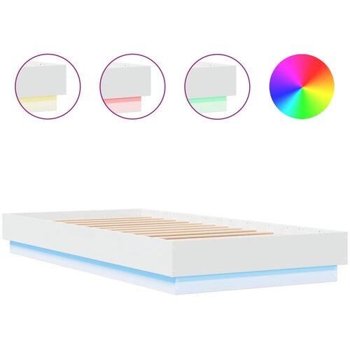 Maison Chic Posteljni okvir - Enojna postelja - Postelja za odrasle z LED lučkami bel 90x200 cm-J9219, (21762160) Slike