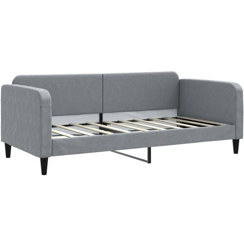  Dnevni krevet s madracem svjetlosivi 90 x 190 cm od tkanine Slike