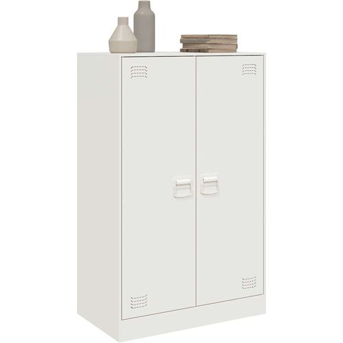 VidaXL Komoda bela 67x39x107 cm jeklo Slike