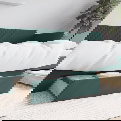 VidaXL Ladice za krevet 2 kom tamnozelene konstruirano drvo i bar&amp;scaron;un Slike