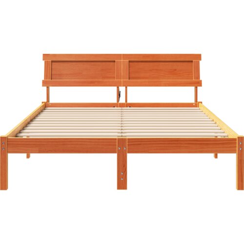  Krevetni okvir s naslonom &amp;amp;amp LED vo&amp;scaron;tana smeđa 120x190 cm od punog drva bora Slike
