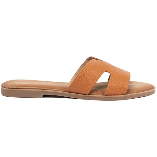 Shelvt Caramel women&amp;#039;s flip-flops with cutouts Slike