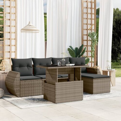 vidaXL 6-dijelni set vrtnih sofa od poliratana s jastucima sivi Cijene