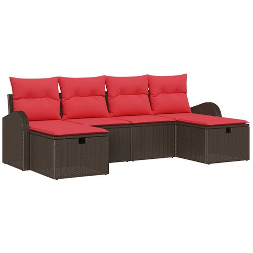 vidaXL Vrtna sedežna garnitura z blazino 6 pcs Rjava Poly ratan, (5000020918) Cene