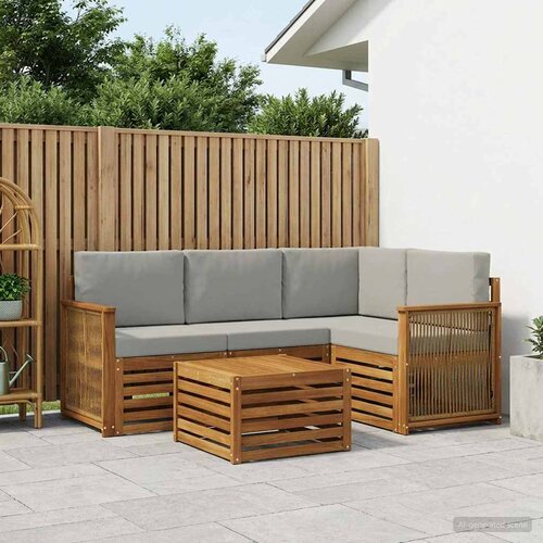  Set vanjskih sofa 5 kom. Prirodna i svjetlosiva Poliester Cene