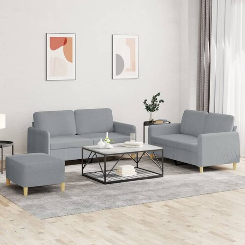  3-dijelni set sofa s jastucima svjetlosivi od tkanine Cijene
