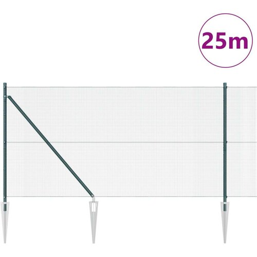  Set Ogradnih Stupova 2 komada Zeleni Metal 25 x 1 m Izdržljiv Slike