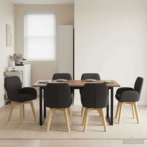  Okretne blagovaonske stolice 6 pcs Boucl&eacute; Crna 54 x 58 x 87 cm Cijene