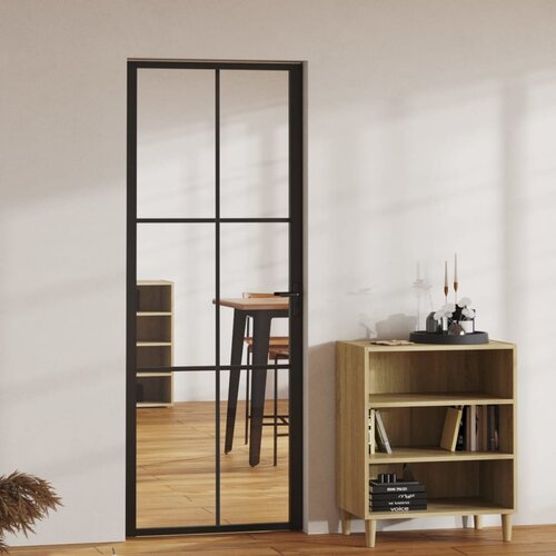 Furnova Notranja vrata ESG steklo in aluminij 76x201,5 cm črna, (21944544) Cene