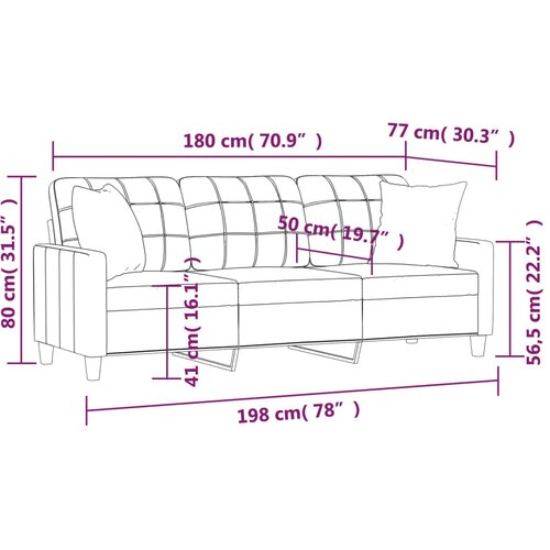  Trosjed s ukrasnim jastucima cappuccino 180 cm od umjetne kože Slike