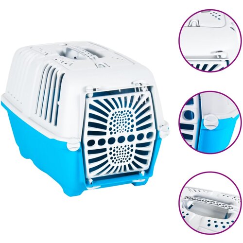VidaXL Transporter za ljubimce bijelo-plavi 55x36x36 cm polipropilen Slike