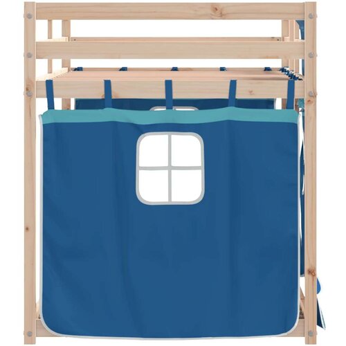  Krevet na kat sa zavjesama plavi 80x200 cm od masivne borovine Slike